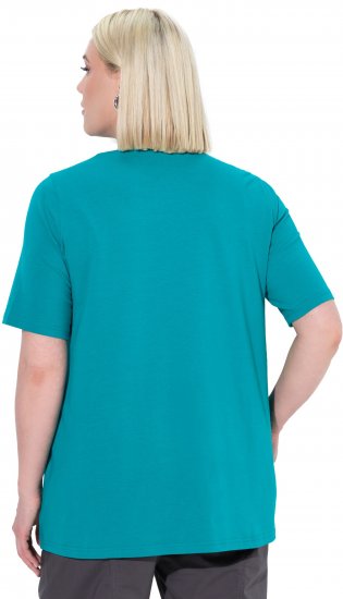 Ulla Popken Essential Square Neck Stretch Tee Teal - Μπλουζάκια - 