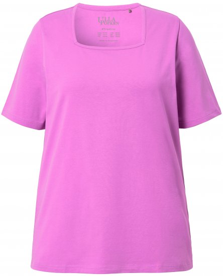 Ulla Popken Essential Square Neck Stretch Tee Cool Pink - Μπλουζάκια - 