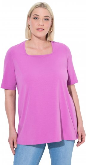Ulla Popken Essential Square Neck Stretch Tee Cool Pink - Μπλουζάκια - 