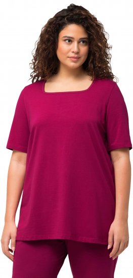 Ulla Popken Essential Square Neck Stretch Tee Magnolia Red - Μπλουζάκια - 