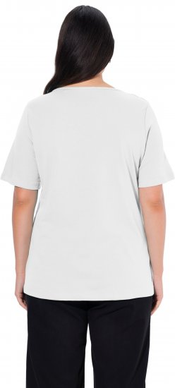 Ulla Popken Double Layer Rounded V-Neck Slim Fit Tee Snow White - Μπλουζάκια - 