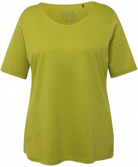 Ulla Popken Double Layer Rounded V-Neck Slim Fit Tee Apple Green - Μπλουζάκια - 