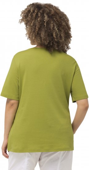 Ulla Popken Double Layer Rounded V-Neck Slim Fit Tee Apple Green - Μπλουζάκια - 