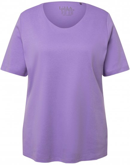 Ulla Popken Double Layer Rounded V-Neck Slim Fit Tee Pale Lilac - Μπλουζάκια - 