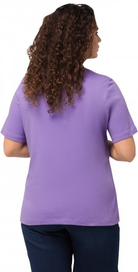 Ulla Popken Double Layer Rounded V-Neck Slim Fit Tee Pale Lilac - Μπλουζάκια - 
