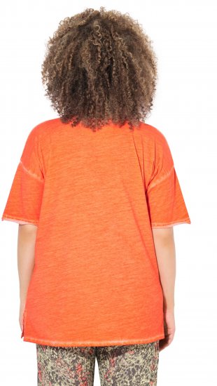 Ulla Popken Cold Dye Ruffle Edge Pocket Tee Coral Pink - Μπλουζάκια - 