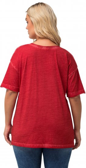 Ulla Popken Cold Dye Ruffle Edge Pocket Tee Salsa - Μπλουζάκια - 