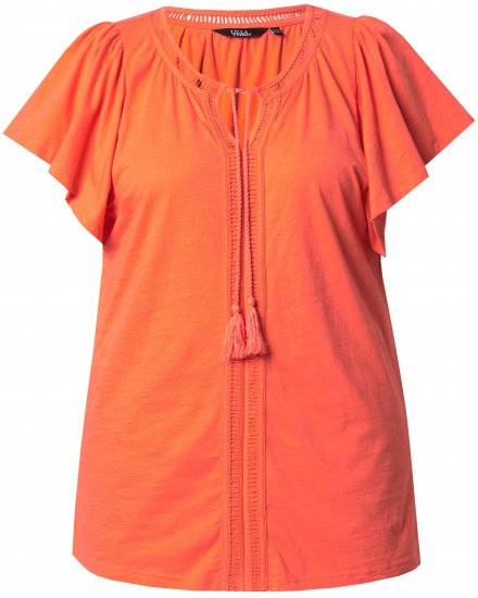 Ulla Popken Wing Sleeve V-Neck Tee Coral Pink - Μπλουζάκια - 