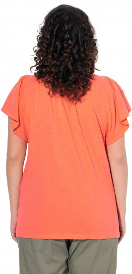 Ulla Popken Wing Sleeve V-Neck Tee Coral Pink - Μπλουζάκια - 