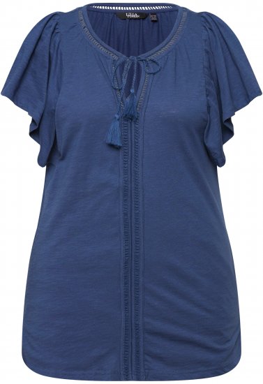 Ulla Popken Wing Sleeve V-Neck Tee Navy - Μπλουζάκια - 
