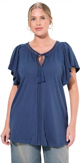 Ulla Popken Wing Sleeve V-Neck Tee Navy - Μπλουζάκια - 