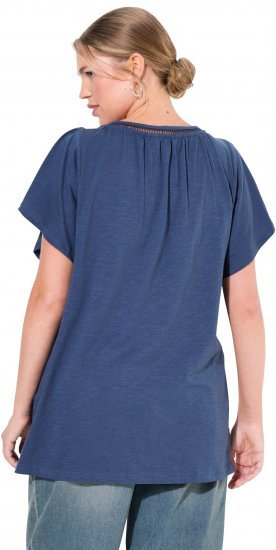 Ulla Popken Wing Sleeve V-Neck Tee Navy - Μπλουζάκια - 