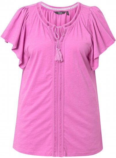 Ulla Popken Wing Sleeve V-Neck Tee Cool Pink - Μπλουζάκια - 