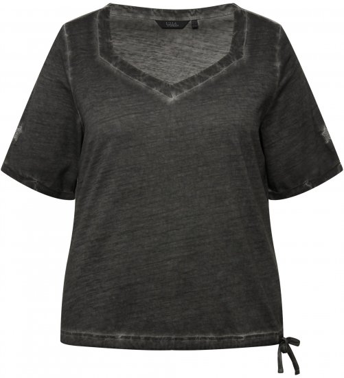 Ulla Popken Cold Dyed Sweetheart Neckline Short Sleeve Tee Graphite Grey - Μπλουζάκια - 