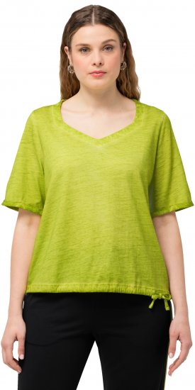 Ulla Popken Cold Dyed Sweetheart Neckline Short Sleeve Tee Apple Green - Μπλουζάκια - 