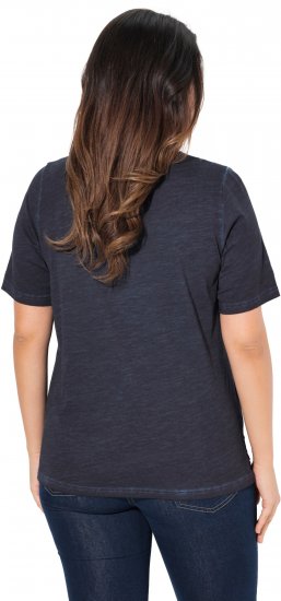 Ulla Popken Lace Trim Short Sleeve Tee Navy Blue - Μπλουζάκια - 