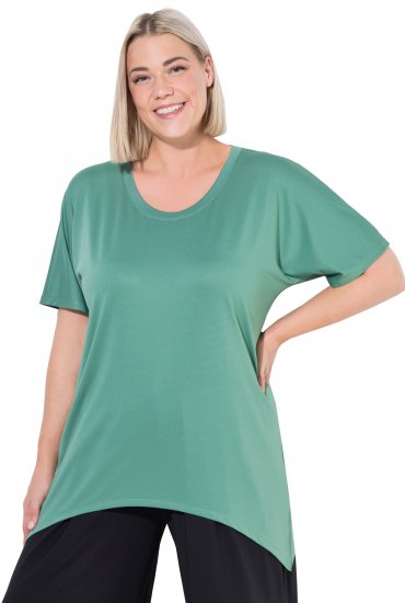 Ulla Popken Quick Drying Pointed Hem Stretch Fit Tee Ivy Green - Μπλουζάκια - 