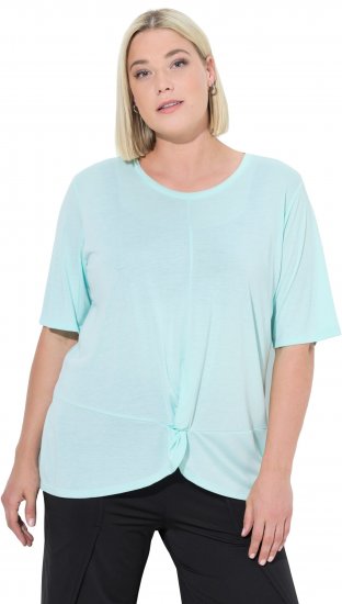 Ulla Popken Antibacterial Short Sleeve Draped Tee Light Turquiose - Μπλουζάκια - 