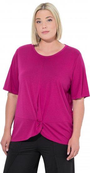 Ulla Popken Antibacterial Short Sleeve Draped Tee Light Magenta - Μπλουζάκια - 
