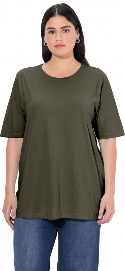 Ulla Popken Basic Round Neck Short Sleeve Relaxed Fit T-Shirt Olive Grey - Μπλουζάκια - 