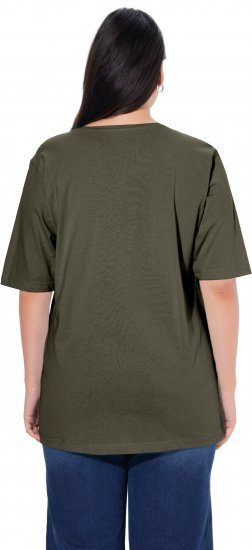 Ulla Popken Basic Round Neck Short Sleeve Relaxed Fit T-Shirt Olive Grey - Μπλουζάκια - 