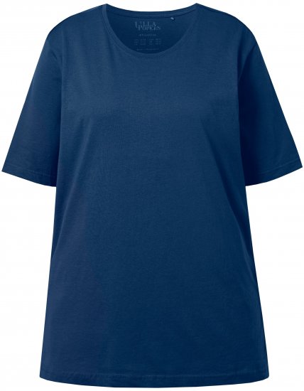 Ulla Popken Basic Round Neck Short Sleeve Relaxed Fit T-Shirt Dark Blue - Μπλουζάκια - 