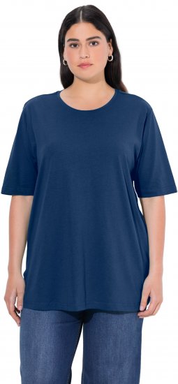 Ulla Popken Basic Round Neck Short Sleeve Relaxed Fit T-Shirt Dark Blue - Μπλουζάκια - 