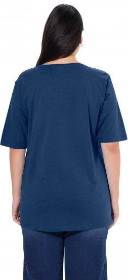 Ulla Popken Basic Round Neck Short Sleeve Relaxed Fit T-Shirt Dark Blue - Μπλουζάκια - 