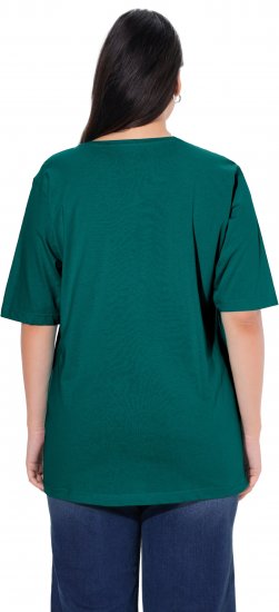 Ulla Popken Basic Round Neck Short Sleeve Relaxed Fit T-Shirt Teal Green - Μπλουζάκια - 