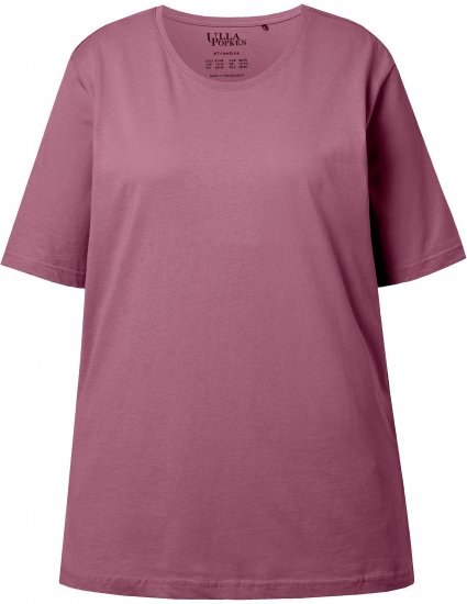 Ulla Popken Basic Round Neck Short Sleeve Relaxed Fit T-Shirt Dark Rose Red - Μπλουζάκια - 