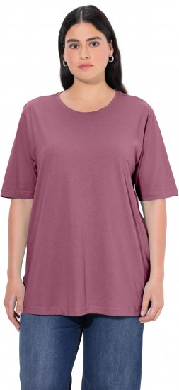 Ulla Popken Basic Round Neck Short Sleeve Relaxed Fit T-Shirt Dark Rose Red - Μπλουζάκια - 