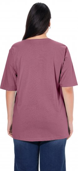 Ulla Popken Basic Round Neck Short Sleeve Relaxed Fit T-Shirt Dark Rose Red - Μπλουζάκια - 