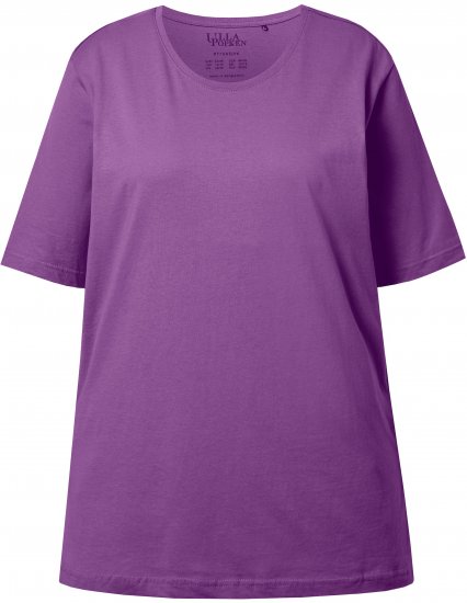 Ulla Popken Basic Round Neck Short Sleeve Relaxed Fit T-Shirt Purple - Μπλουζάκια - 