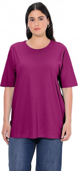 Ulla Popken Basic Round Neck Short Sleeve Relaxed Fit T-Shirt Berry Purple - Μπλουζάκια - 