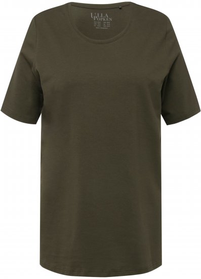 Ulla Popken Essential Round Neck Stretch Tee Forest Green - Μπλουζάκια - 
