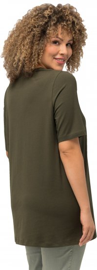 Ulla Popken Essential Round Neck Stretch Tee Forest Green - Μπλουζάκια - 