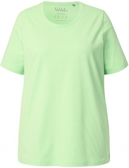 Ulla Popken Essential Round Neck Stretch Tee Light Green - Μπλουζάκια - 