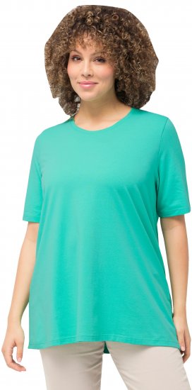 Ulla Popken Essential Round Neck Stretch Tee Turquoise - Μπλουζάκια - 