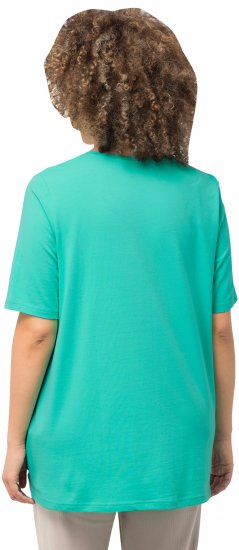 Ulla Popken Essential Round Neck Stretch Tee Turquoise - Μπλουζάκια - 