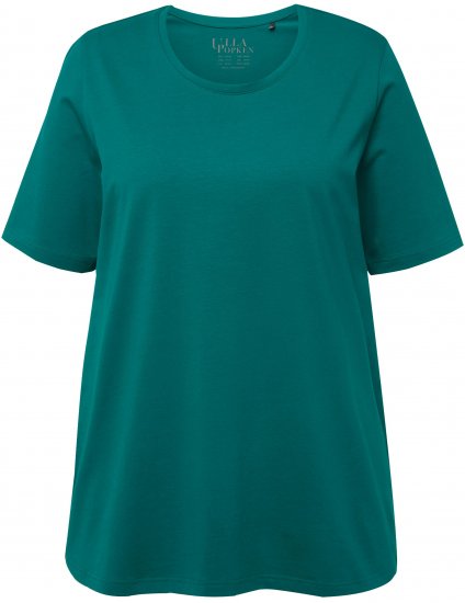 Ulla Popken Essential Round Neck Stretch Tee Dark Emerald - Μπλουζάκια - 