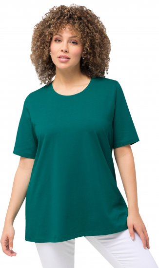 Ulla Popken Essential Round Neck Stretch Tee Dark Emerald - Μπλουζάκια - 