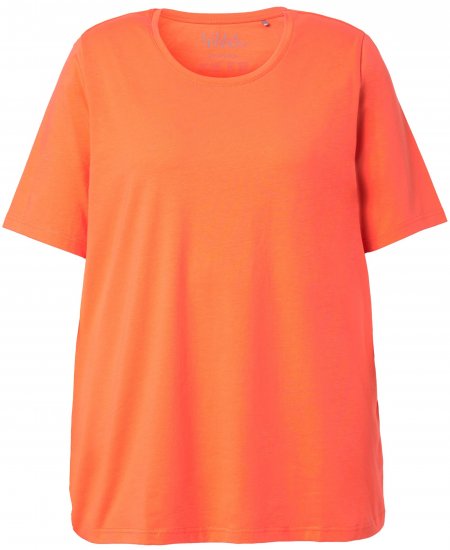 Ulla Popken Essential Round Neck Stretch Tee Coral Pink - Μπλουζάκια - 