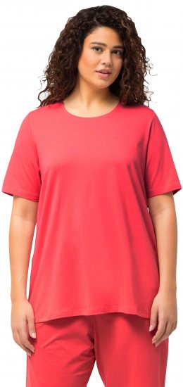 Ulla Popken Essential Round Neck Stretch Tee Dark Coral - Μπλουζάκια - 