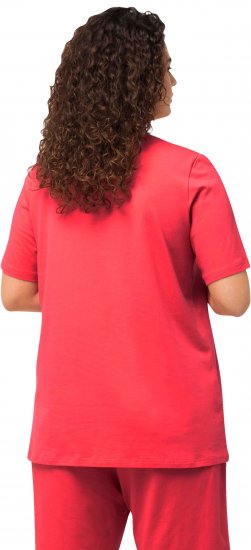 Ulla Popken Essential Round Neck Stretch Tee Dark Coral - Μπλουζάκια - 