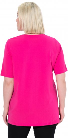 Ulla Popken Essential Round Neck Stretch Tee Magenta Pink - Μπλουζάκια - 