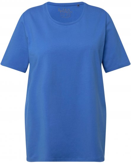 Ulla Popken Essential Round Neck Stretch Tee Denim Blue - Μπλουζάκια - 