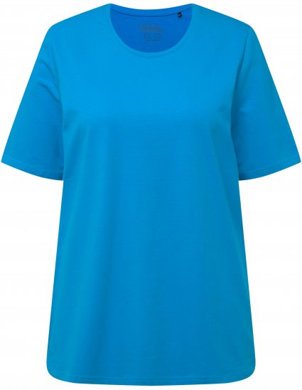 Ulla Popken Essential Round Neck Stretch Tee Sapphire Blue - Μπλουζάκια - 