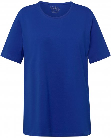 Ulla Popken Essential Round Neck Stretch Tee Cobalt Blue - Μπλουζάκια - 