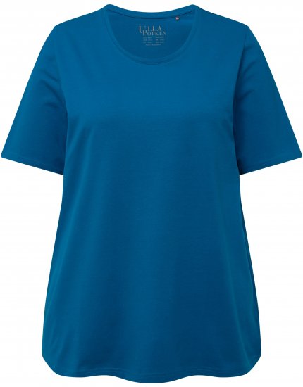 Ulla Popken Essential Round Neck Stretch Tee Medium Blue - Μπλουζάκια - 