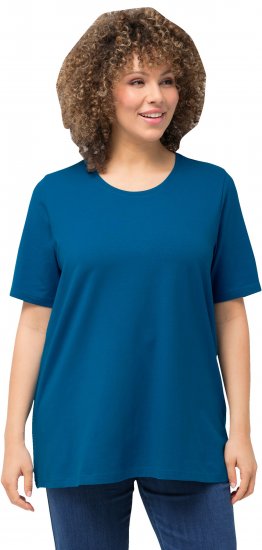 Ulla Popken Essential Round Neck Stretch Tee Medium Blue - Μπλουζάκια - 